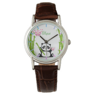 Lycklig Panda med Blommarna Bamboo & Cherry Armbandsur