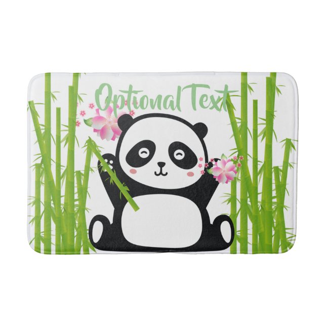 Lycklig Panda med Blommarna Bamboo & Cherry Badrumsmatta (Framsidan)
