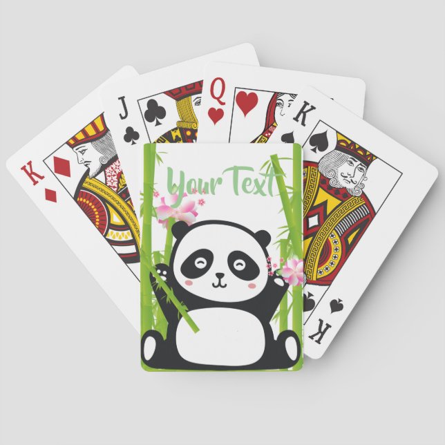 Lycklig Panda med Blommarna Bamboo & Cherry Casinokort (Baksidan)