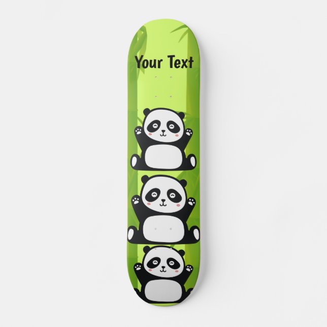 Lycklig Panda med Blommarna Bamboo & Cherry Mini Skateboard Bräda 18,5 Cm (Framsida)