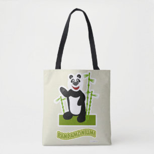 Lycklig Panda-monium Panda Bear Tecknad Tygkasse