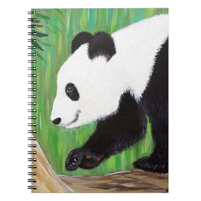 Lycklig Panda Painting Anteckningsbok Med Spiral (Framsidan)