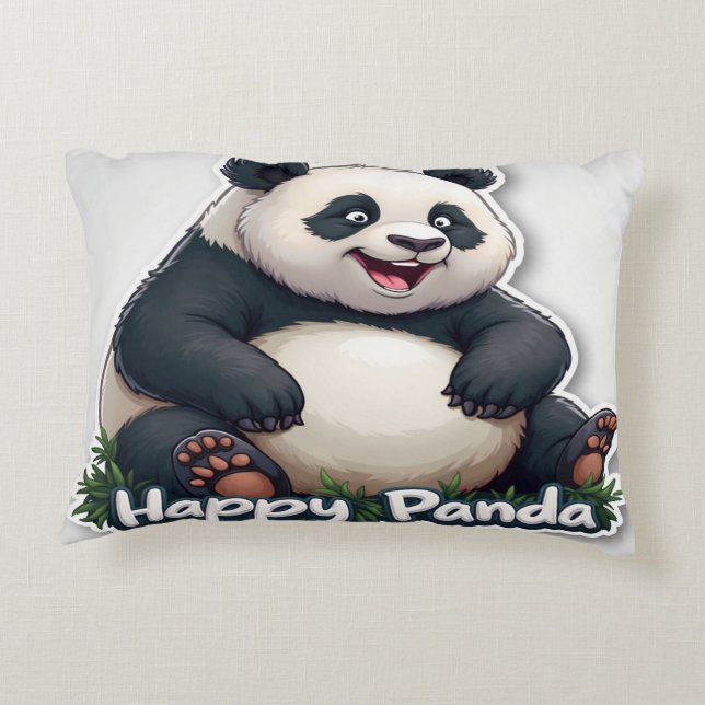 Lycklig Panda Pillow Prydnadskudde (Baksidan)
