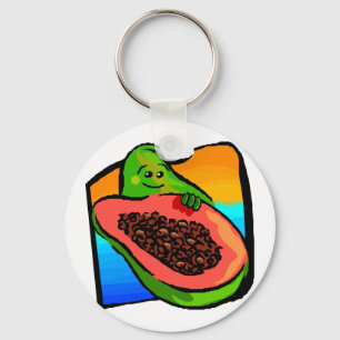 Lycklig Papaya Nyckelring