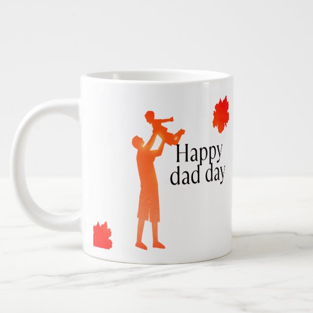 Lycklig Pappa-dagen Mugg - Far och barn - Silhouet Jumbo Mugg (Vänster)