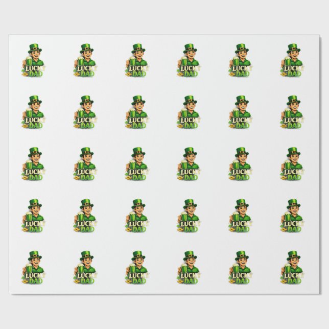 Lycklig Pappa – St. Patrick's Day Klöver Design Presentpapper (Platt)