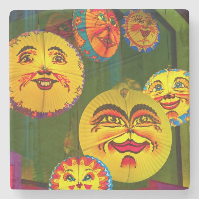 Lycklig Pappra Fläkt Stenunderlägg (Framsidan)