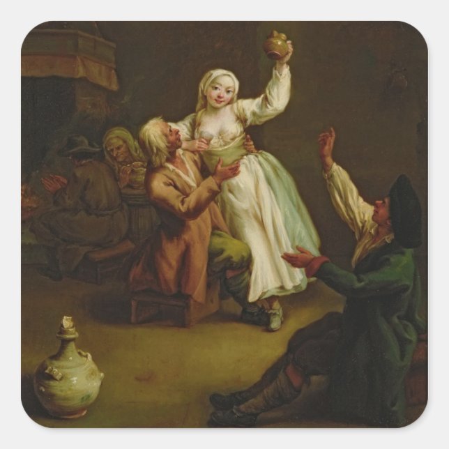 Lycklig par fyrkantigt klistermärke (Framsida)