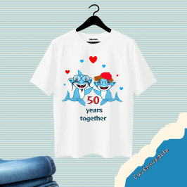 Lycklig par hajar t shirt