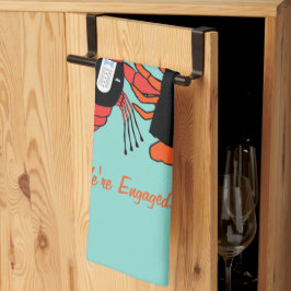 Lycklig par Kräftor Boil Party Kökshandduk