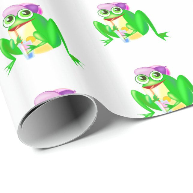 Lycklig Party Frog Wrapping Papper Presentpapper (Rullad Hörn)
