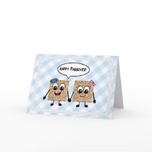 Lycklig påskhögtid gulliga Matzot på blåttgingham