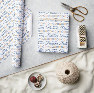 Lycklig Passover Elegant Blue Guld Star av David, Presentpapper