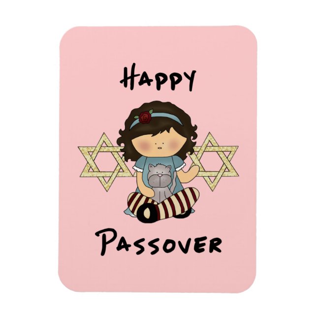 Lycklig Passover Girl Magnet (Vertikal)
