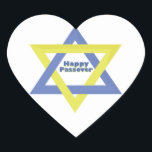 Lycklig passover hjärtformat klistermärke<br><div class="desc">Använda den här David-stjärnan för din Hanukkah eller Pesach.</div>