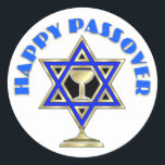 Lycklig Passover Runt Klistermärke<br><div class="desc"></div>