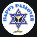 Lycklig Passover Runt Klistermärke<br><div class="desc"></div>