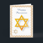 Lycklig Passover Star av David Helgdag Card Helgkort<br><div class="desc">Lycklig Pesach-hälsningskort med David-stjärnan.Du kan anpassa hälsning på framsidan och meddelandet på insidan av kortet.</div>