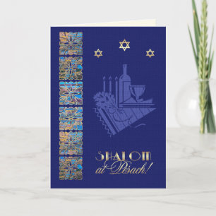 Lycklig Passover Star av David och Seder Bord Icon Kort