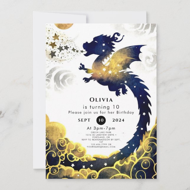 Lycklig Pastel Dragon Birthday Inbjudningar (Framsida)