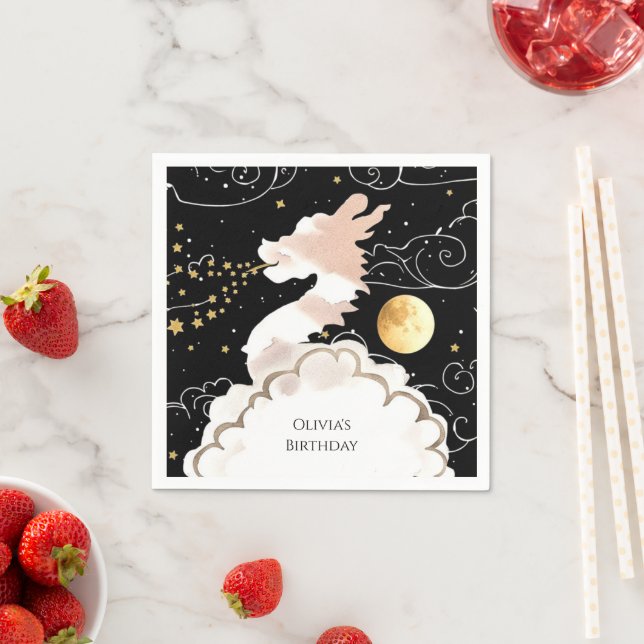 Lycklig Pastel Dragon Birthday Pappersservett (Insitu)