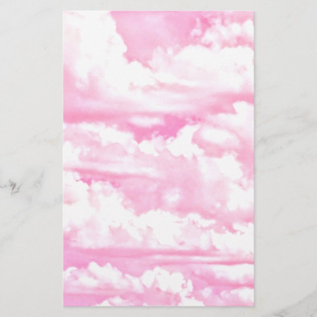 Lycklig Pastel Rosa Clouds Brevpapper (Framsida)