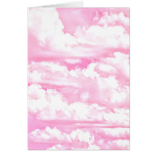 Lycklig Pastel Rosa Clouds Hälsningskort