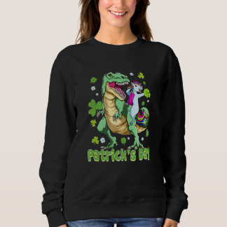 Lycklig Patricks Day Dinosaur Unicorn Cute T Shirt