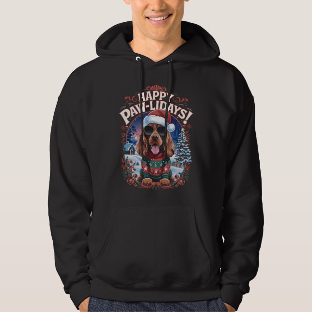 Lycklig Pawliday Cocker Spanska julen Roligt Hoodie (Framsida)