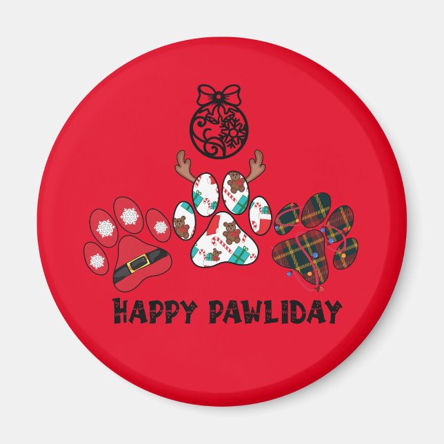 Lycklig Pawliday - julgranen Helgdag Magnet (Framsidan)