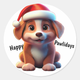 Lycklig Pawliday Runt Klistermärke