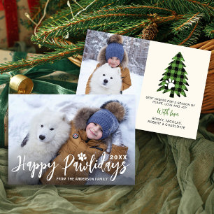 Lycklig Pawlidays 2 Photo Pet Hund Puppy jul Julkort