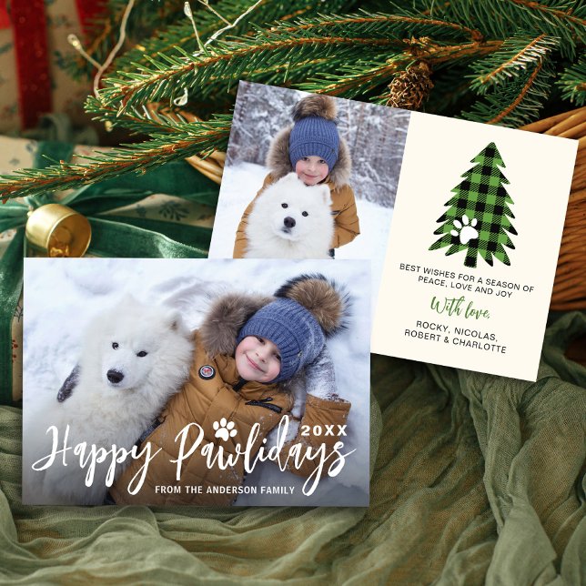 Lycklig Pawlidays 2 Photo Pet Hund Puppy jul Julkort (Skapare uppladdad)