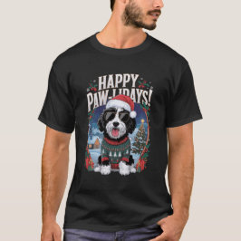Lycklig Pawlidays Bernedoodle jul hund Funny T Shirt