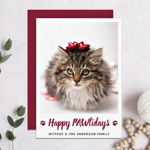 Lycklig PAWlidays Cat Lover Pet Photo jul Julkort