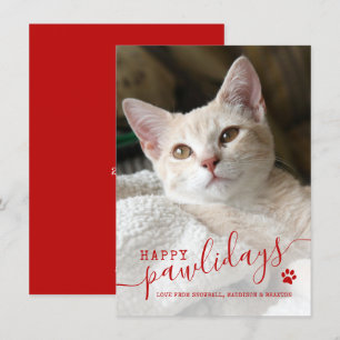 Lycklig Pawlidays Cat Pet Photo jul Julkort