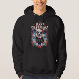 Lycklig Pawlidays Corgi God jul Helgdagar Roligt Hoodie