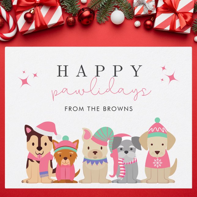 Lycklig Pawlidays Cute Hund jul Helg Vykort (Skapare uppladdad)