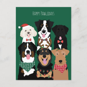 Lycklig Pawlidays Cute jul Hundar Helg Vykort