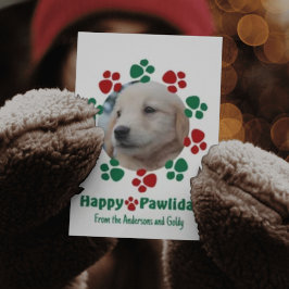 Lycklig Pawlidays-foto och krans Kort