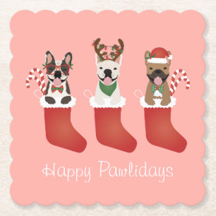 Lycklig Pawlidays Fransk Bulldog-jullager Underlägg Papper