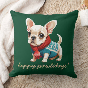 Lycklig Pawlidays Fransk Bulldog Julsötare Kudde