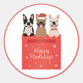 Lycklig Pawlidays Fransk Bulldog Runt Klistermärke