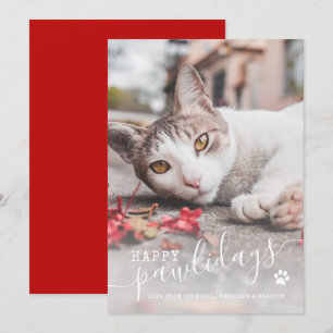 Lycklig Pawlidays Funny Cat Photo Pet-jul Julkort