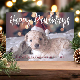 Lycklig Pawlidays Funny Cute Script Pet Hund Photo Julkort