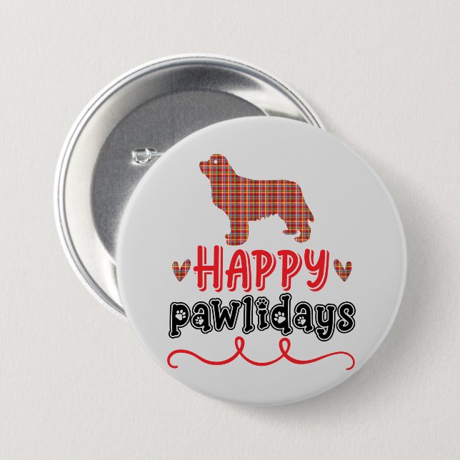 Lycklig Pawlidays | Funny Ord Pun Knapp (Framsida & baksida)