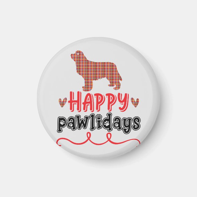 Lycklig Pawlidays | Funny Ord Pun Magnet (Framsidan)