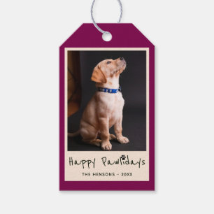 Lycklig Pawlidays Funny Pun Pet Photo Presentetikett