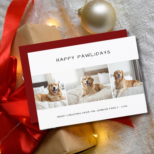 Lycklig Pawlidays Gold Retriver Hund Photo Pet Julkort (Skapare uppladdad)