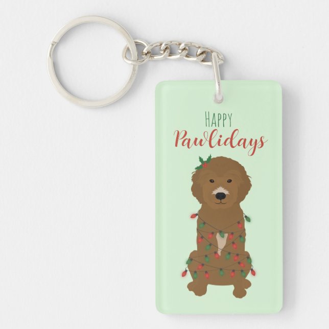 Lycklig Pawlidays Goldendoodle jul Ljus (Framsidan)